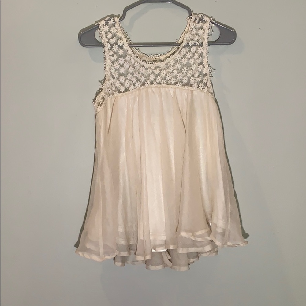 Ivory embroidered ruffle blouse